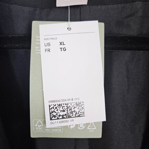 New H&M Black Blazer Womens Size XL One Button Office Chic Career Jacket Capsule - Picture 8 of 11